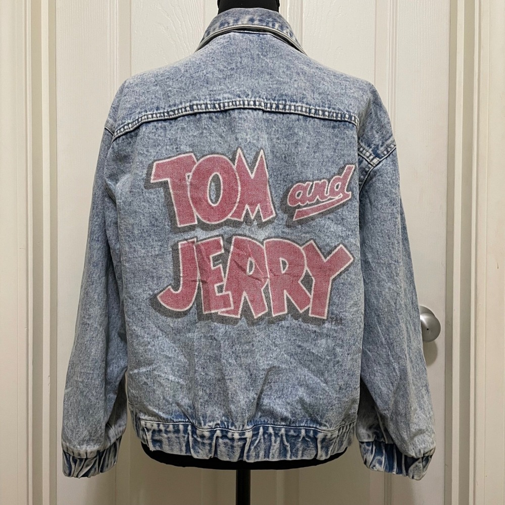 Divided by H&M Tom and Jerry Warner Bros Jean Jacket Acid Wash Denim Cartoon XS